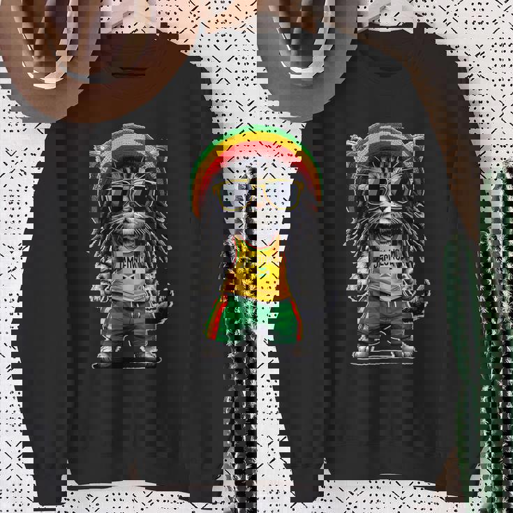 Jameowca クールで面白いジャマイカン ラスタ レゲエ キャット スウェットシャツ 年配の女性への贈り物