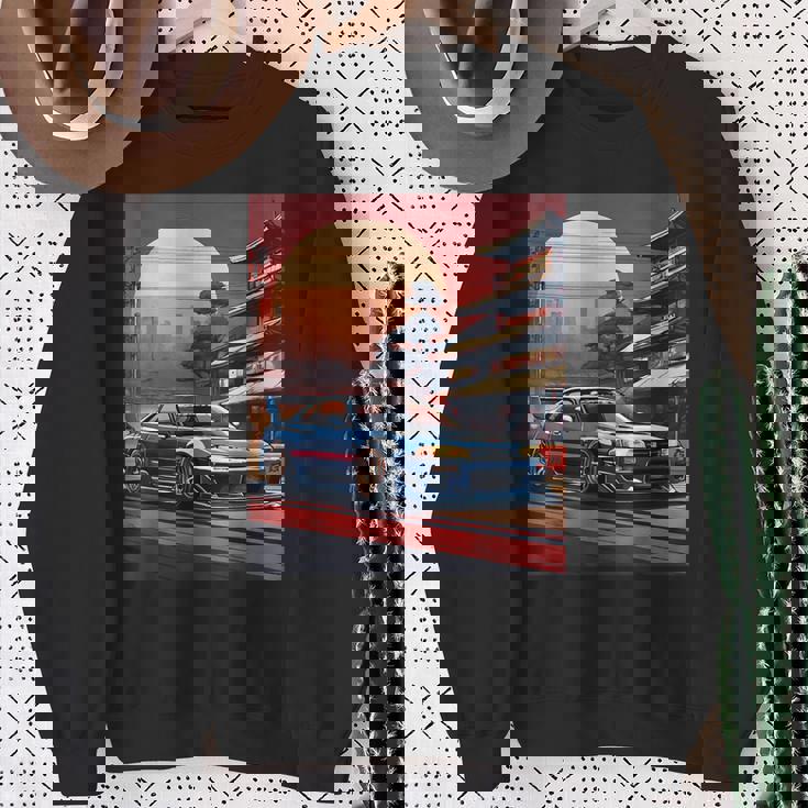 Jdm レトロ 日本自動車 レースカー 東京 スカイライン サンセット スウェットシャツ 年配の女性への贈り物