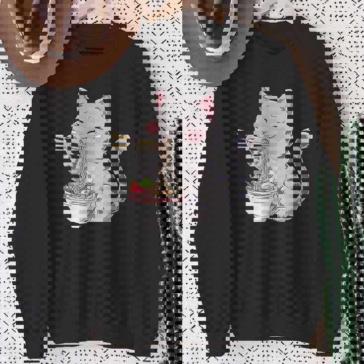 Kawaii Ramen Cat Neko Cute Anime Noodle Lover スウェットシャツ 年配の女性への贈り物