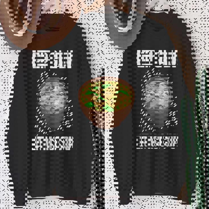 Keep Calm 食べる 味噌汁 ヴィンテージ グランジ 味噌汁好き スウェットシャツ 年配の女性への贈り物