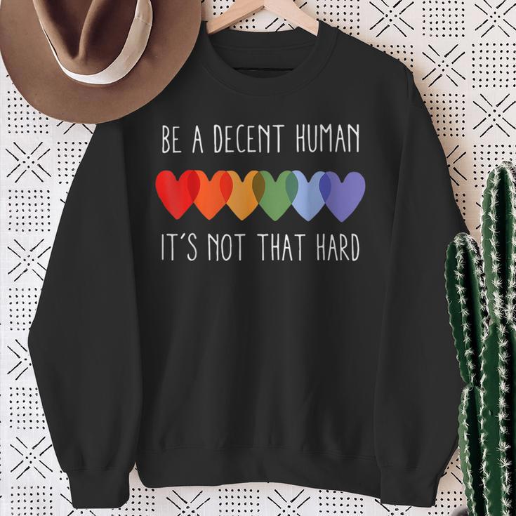 Lgbt Heart Retro Be A Decent Human It's Not That Hard Sweatshirt Gifts for Old Women Lgbt Heart Retro Be A Decent Human It's Not That Hard Sweatshirt Gifts for Old Women