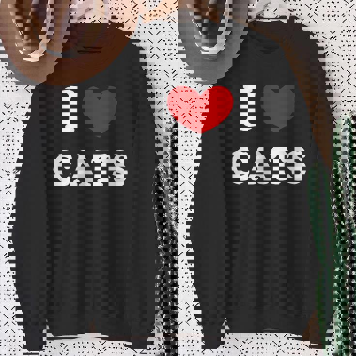 I Love Cats I Heart Cats スウェットシャツ 年配の女性への贈り物