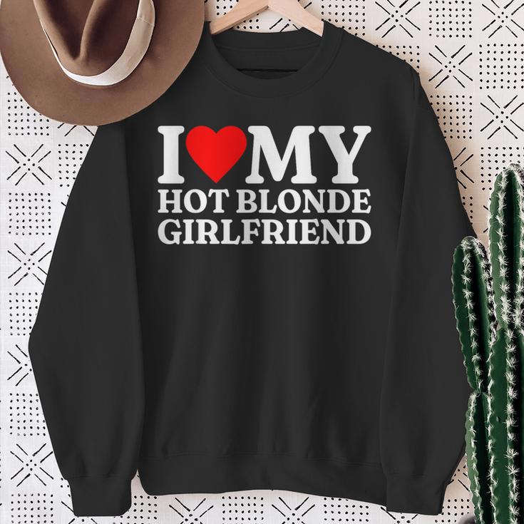 Sweat-shirt Homme "I Love My Hot Blonde Girlfriend" - Coupe Classique, Col Tissé, 241g