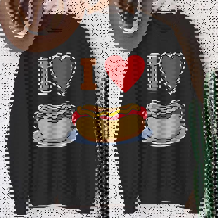 I Love Hot Dog 私はホットドッグを愛している ホットドッグ スウェットシャツ 年配の女性への贈り物