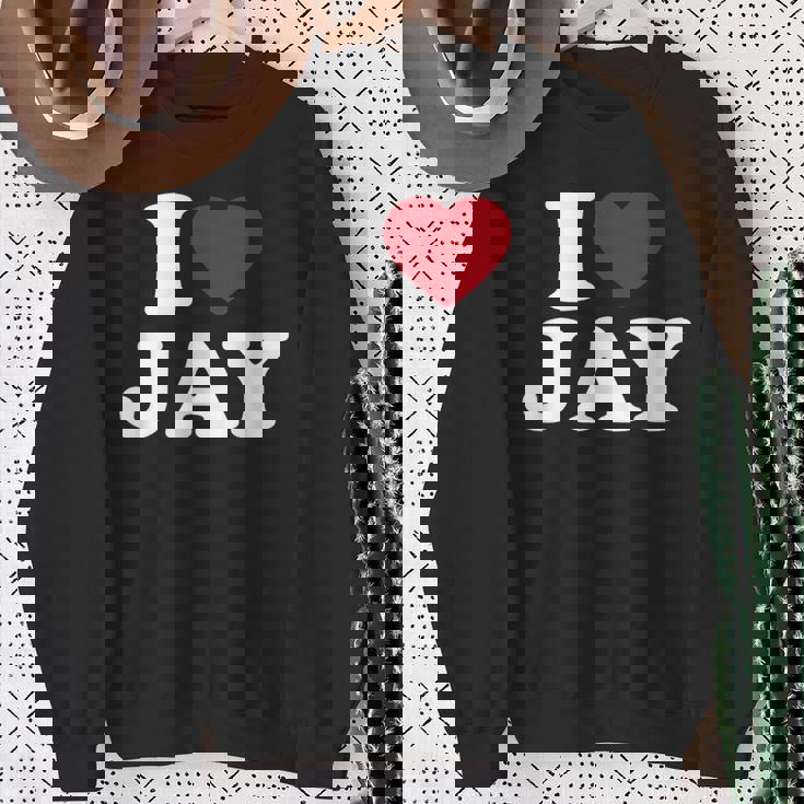 I Love Jay I Heart Jay レッドハート スウェットシャツ 年配の女性への贈り物