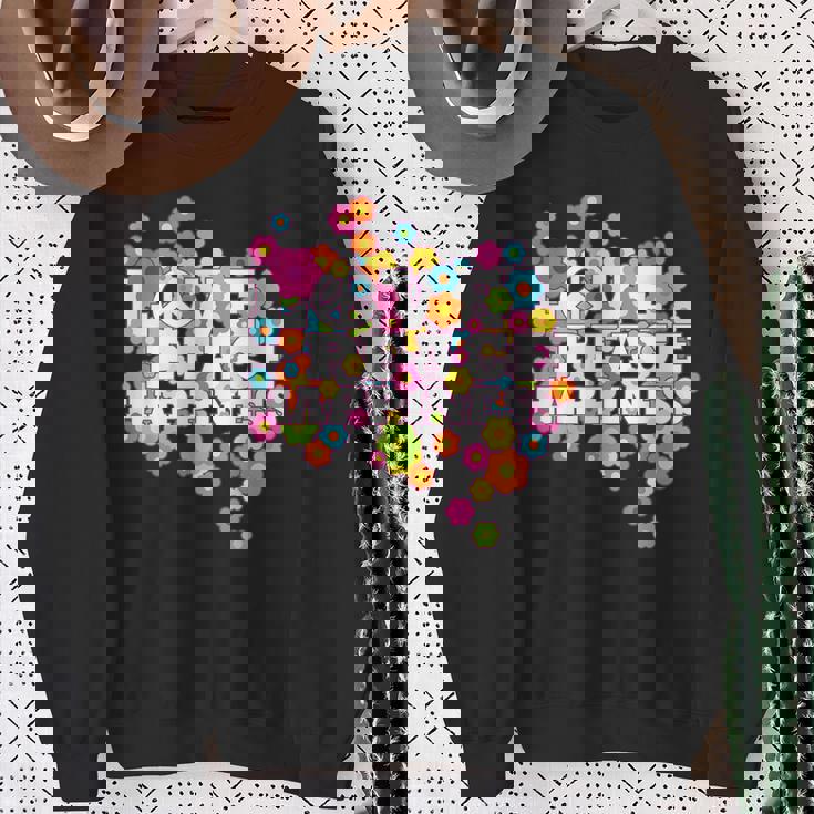 Love Peace Happiness 60年代70年代ヒッピーフラワーパワー スウェットシャツ 年配の女性への贈り物