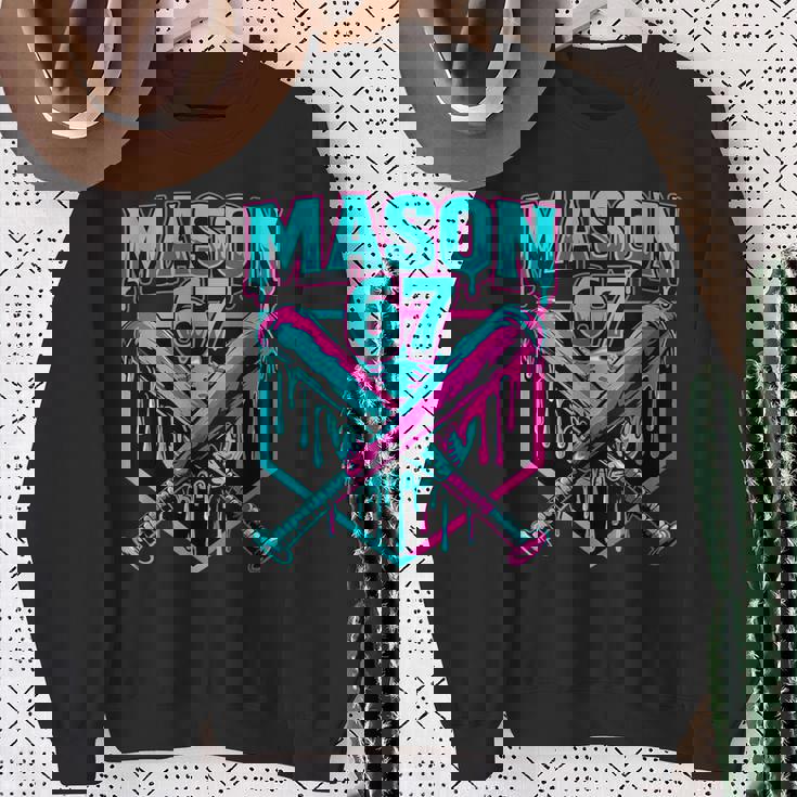 Mason 67 Ice Cream Drip Baseball Meme Graphics Sweatshirt Gifts for Old Women