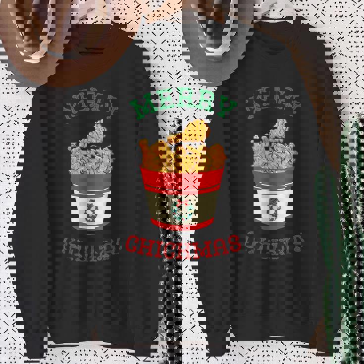 Merry Chickmas フライドチキン 面白い クリスマス フライドチキン スウェットシャツ 年配の女性への贈り物