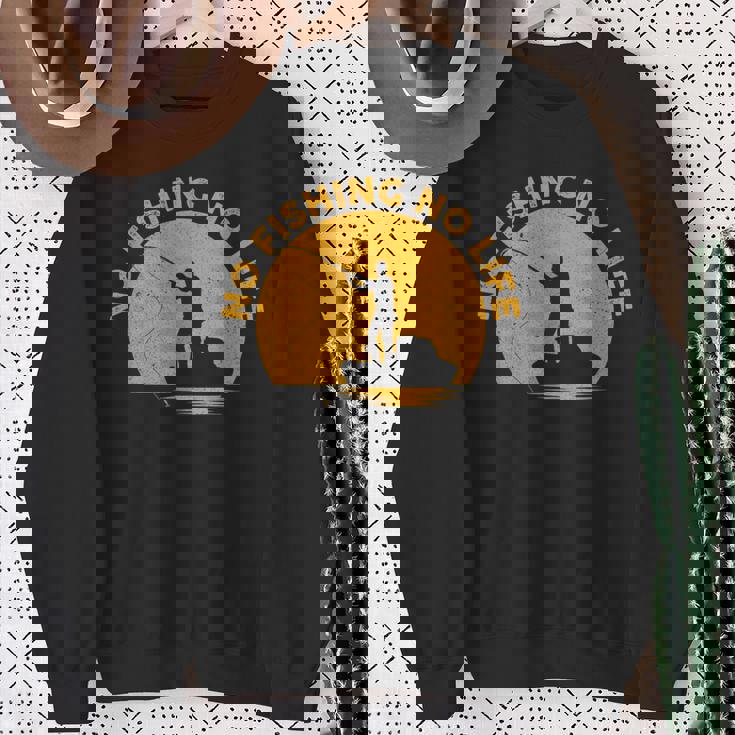 No Fishing No Life 釣り フィッシング ロゴ プリント スウェットシャツ 年配の女性への贈り物