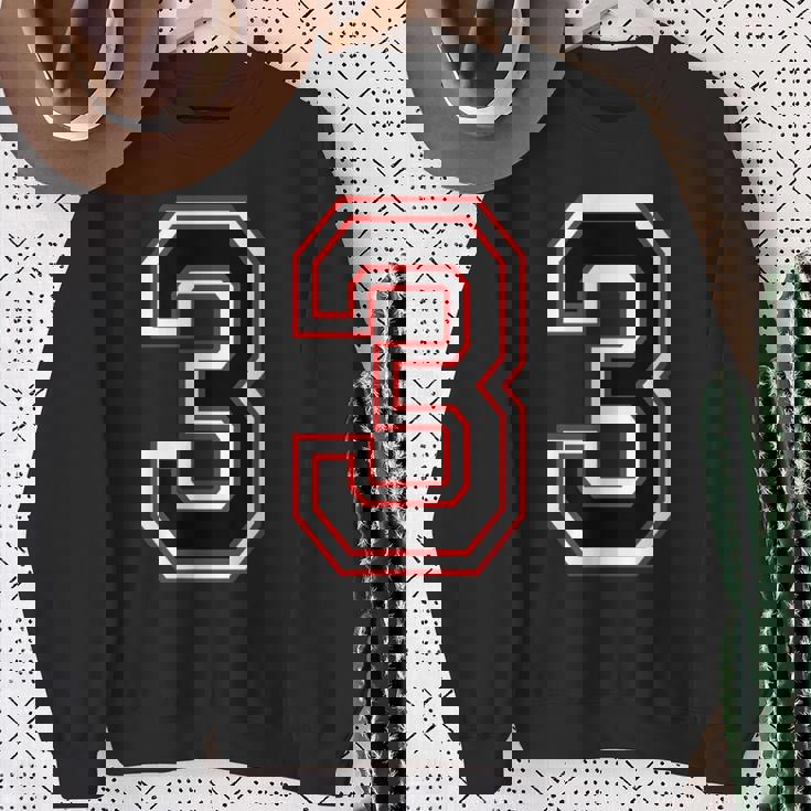 Number Numero Nummer 3 Three 3番 スウェットシャツ 年配の女性への贈り物