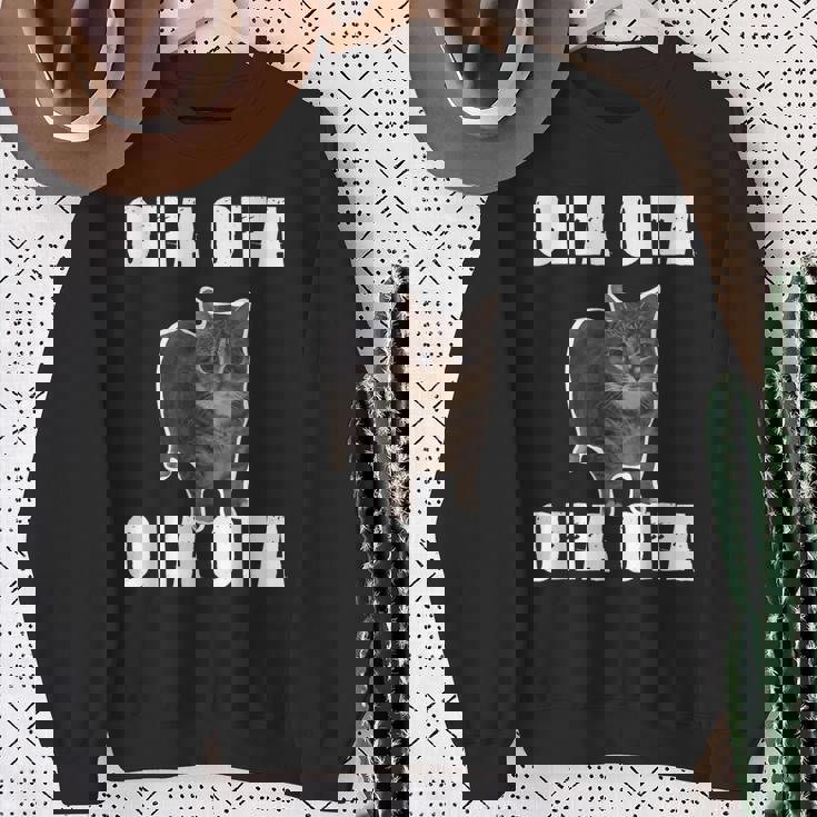 Oiia Oiia スピニング インターネット ミーム 猫 ユーモラス 面白い ブレイン スウェットシャツ 年配の女性への贈り物