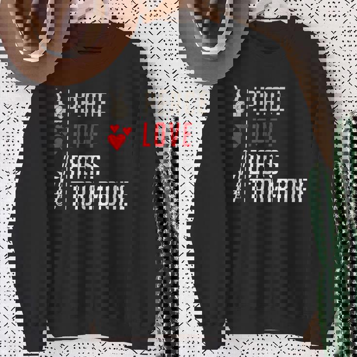 Peace Love Bass トロンボーン楽器 バス トロンボーン奏者 スウェットシャツ 年配の女性への贈り物