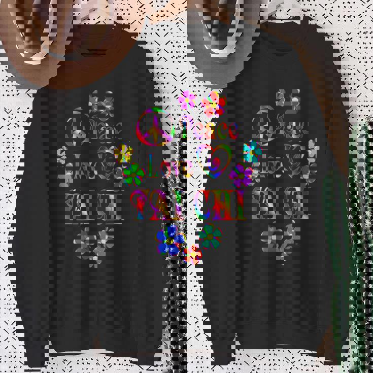 Peace Love 太極拳 ブライトカラー スウェットシャツ 年配の女性への贈り物