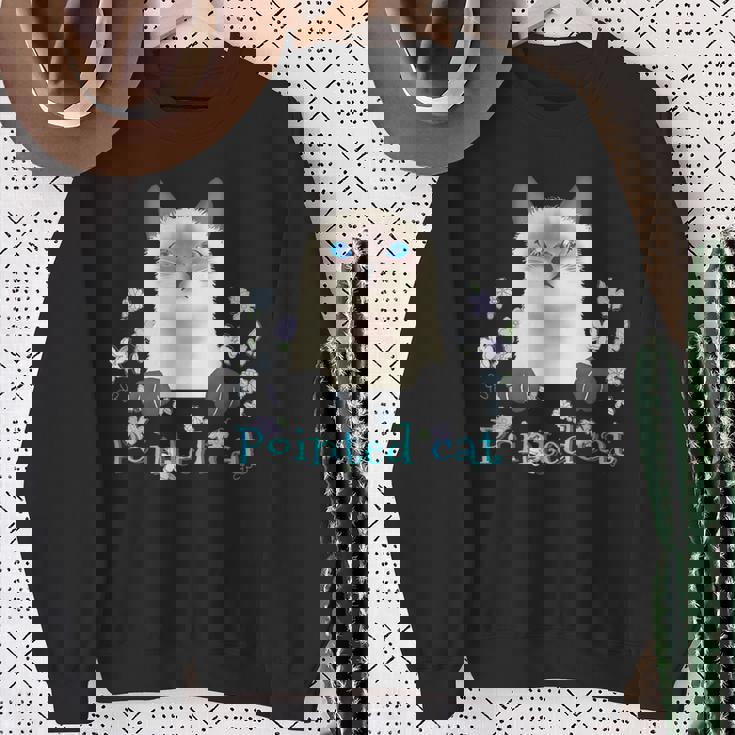 Pointed Cat 猫 ネコ シャム猫 ヒマラヤン トンキニーズ 花 レトロ ガーリー メンズ レディース キッズ スウェットシャツ 年配の女性への贈り物