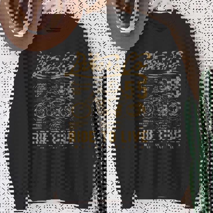 Ride To Live アンティーク風ビンテージレトロアメリカンバイク スウェットシャツ 年配の女性への贈り物