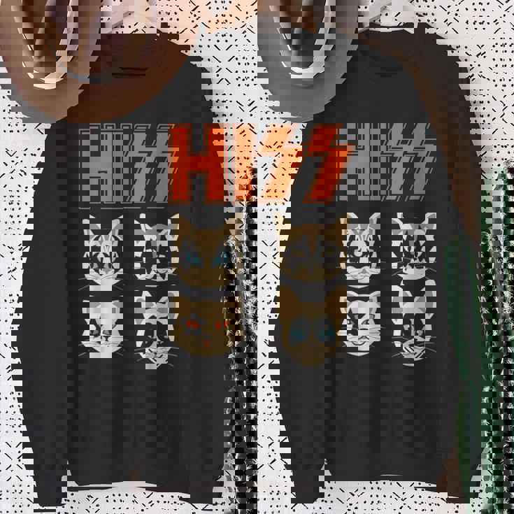 Hiss Cats ネコ Kittens ロックバンド Rock Rockin スウェットシャツ 年配の女性への贈り物