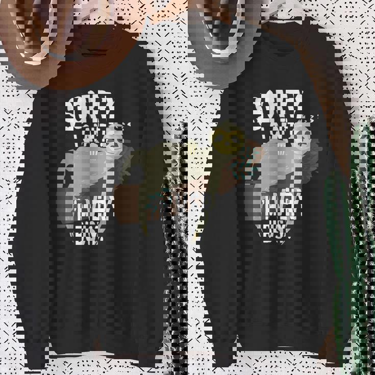 Sorry I Can't I'mery Busy ナマケモノ 遅刻魔 おはようございます。ホームオフィス スウェットシャツ 年配の女性への贈り物