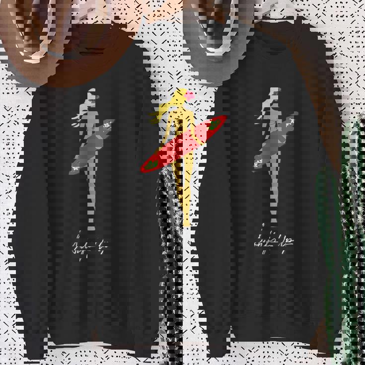 Surfs Up トロピカルブロンドサーファーガール スウェットシャツ 年配の女性への贈り物