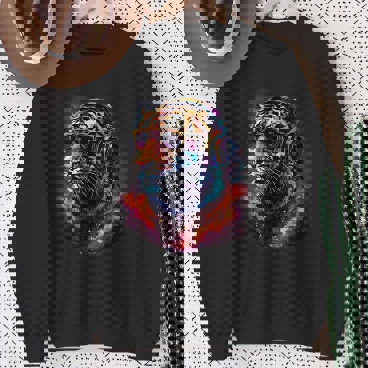 Tiger Dj テクノ Edm ミュージックヘッドフォン アートワーク ビートメーカー スウェットシャツ 年配の女性への贈り物