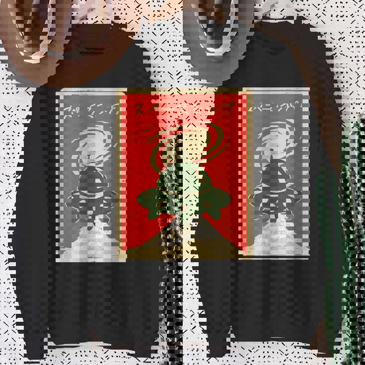 Ufo宇宙船レトロ日本語ライティングカタカナ山富士 スウェットシャツ 年配の女性への贈り物