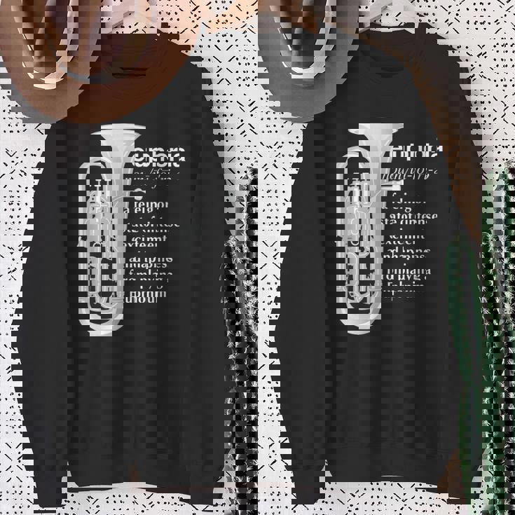 「Euphoria」吹奏楽のためのユーフォニアムユーモア 面白いユーフォニアム スウェットシャツ 年配の女性への贈り物