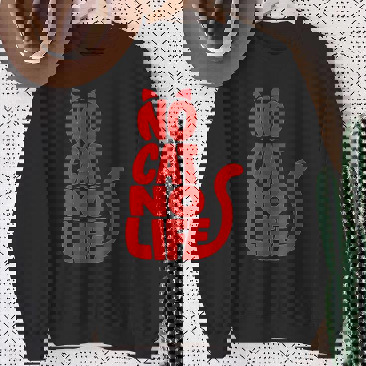 「No Cat No Life」シルエットキャット スウェットシャツ 年配の女性への贈り物