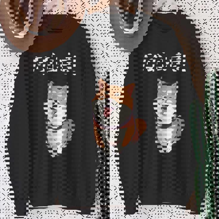 「ただいま！」おもしろい 柴犬の 漢字文字入り 笑い話 ただいま スウェットシャツ 年配の女性への贈り物