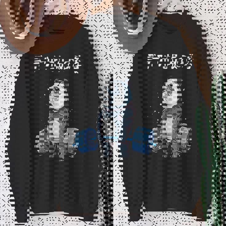 【デブは仮の姿】面白い ギャグ ネタ ウケ狙い ふざけ 笑える 笑いが取れる 筋トレパンダ イラスト付き 応援メッセージ スウェットシャツ 年配の女性への贈り物