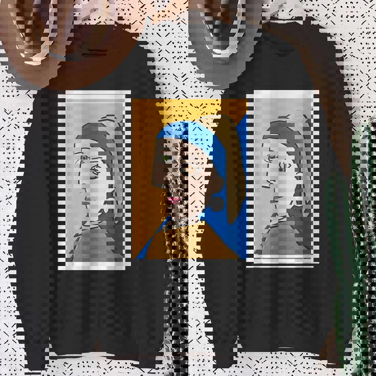 【ピカソ風】真珠の耳飾りの少女／フェルメール（パロディ）【世界の名画】面白い 美術館アート スウェットシャツ 年配の女性への贈り物