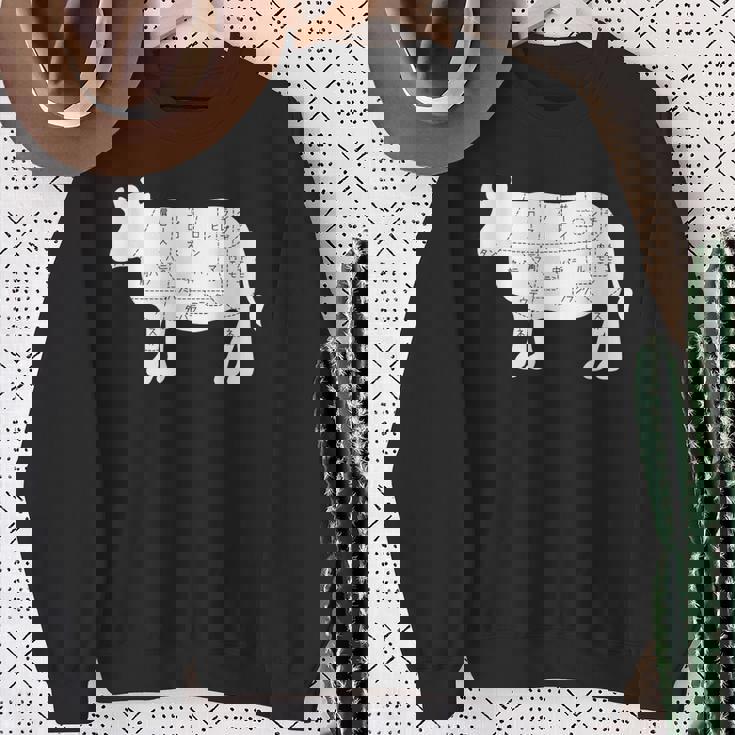 【牛肉部位】肉の部位 牛 うし 和牛 焼肉 牛丼 定食 部位 しゃぶしゃぶ すき焼き おもしろ 面白い ネタ ウケ狙い スウェットシャツ 年配の女性への贈り物