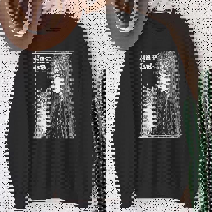 いや 猫と一緒にいい女 80年代 アニメ ヴィンテージ 漫画 スウェットシャツ 年配の女性への贈り物