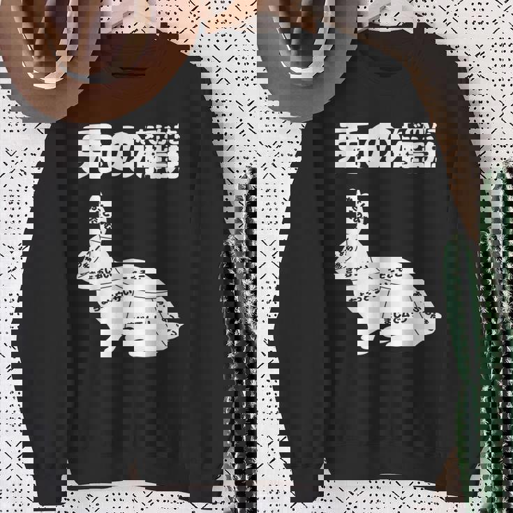 うさぎの撫で方の説明、うさぎ好き、うさぎの飼い主、プレゼント、おもしろうさぎ、うさぎ、 スウェットシャツ 年配の女性への贈り物