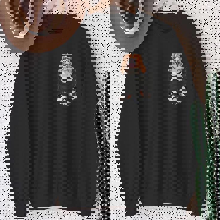 おかしなキャバリア王チャールズ・スパニエルがあなたのポケットに。 スウェットシャツ 年配の女性への贈り物