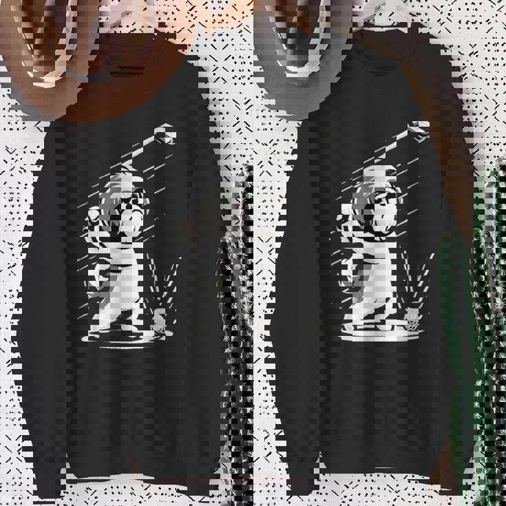 おもしろtシャツ シーズー ゴルフ 犬 子犬 メンズ 犬好きグッズ かわいい おもしろ 服 スウェットシャツ 年配の女性への贈り物