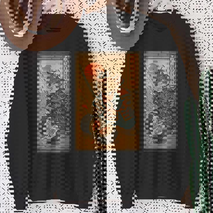 おもしろ寿司 侍猫 道場 夕日 浮世絵 漫画 漢字アート スウェットシャツ 年配の女性への贈り物