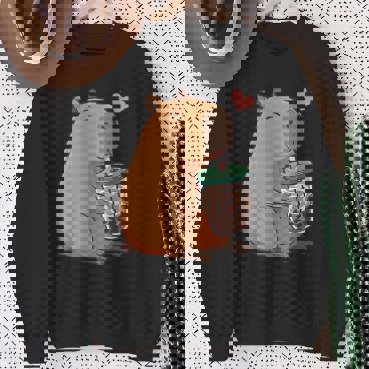 かわいい カピバラ ドリンク バブルティー カワイイ Capy Lover キッズ ガールズ スウェットシャツ 年配の女性への贈り物