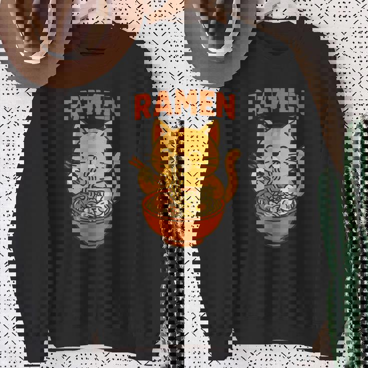 かわいい ラーメン 猫 和麺 スウェットシャツ 年配の女性への贈り物