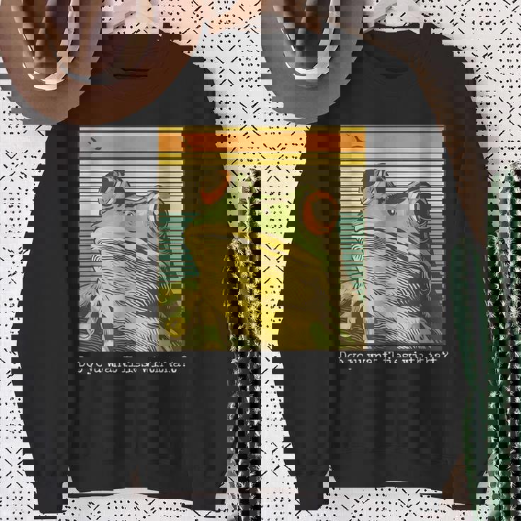 かわいい 面白い レトロ カエル スウェットシャツ 年配の女性への贈り物