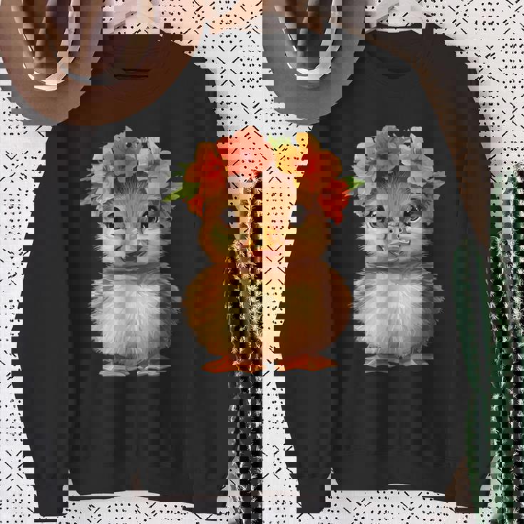 かわいいアヒルの子と花冠 スウェットシャツ 年配の女性への贈り物