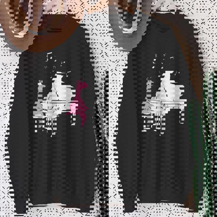 かわいいアルパカ弾き ピアノ音符記号 ミュージシャンアート スウェットシャツ 年配の女性への贈り物