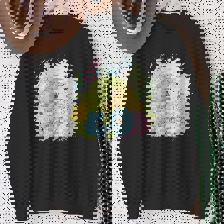 かわいいカメの花 I キッズ 亀 スウェットシャツ 年配の女性への贈り物