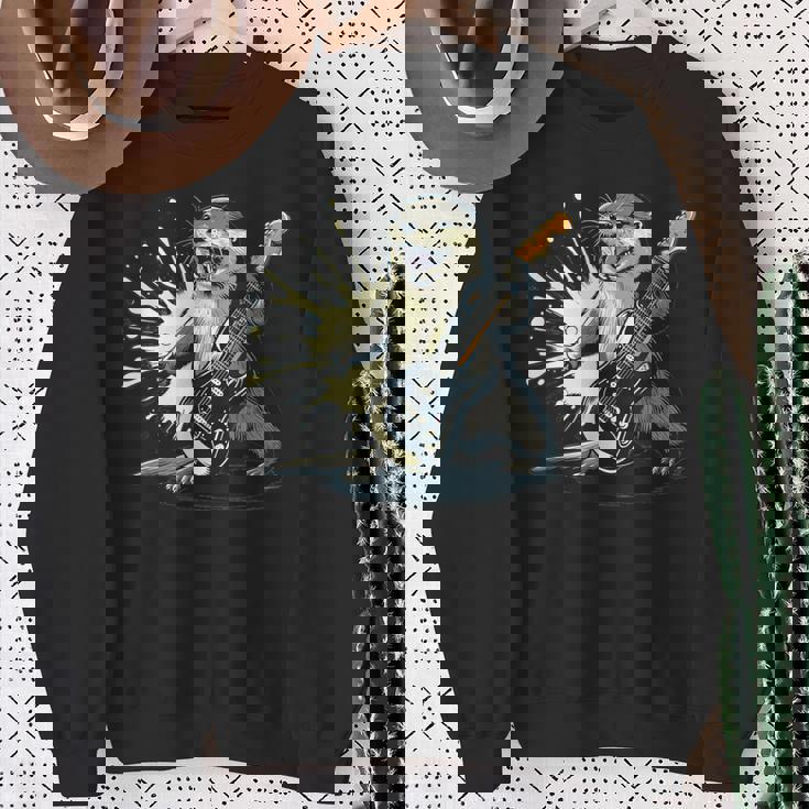 かわいいカワウソの顔のコスチューム エレキギター付き 音楽ファン向け スウェットシャツ 年配の女性への贈り物