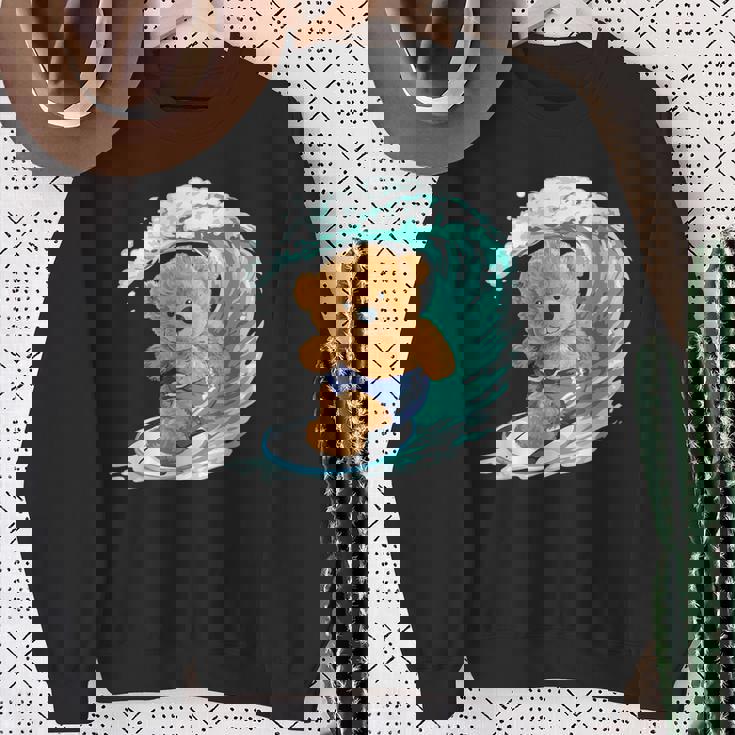 かわいいサーファーのテディベア。 スウェットシャツ 年配の女性への贈り物