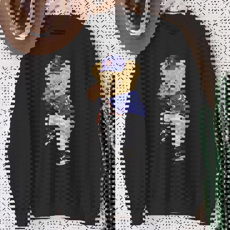 かわいいテディベア 野球ジャグ スウェットシャツ スウェットシャツ 年配の女性への贈り物