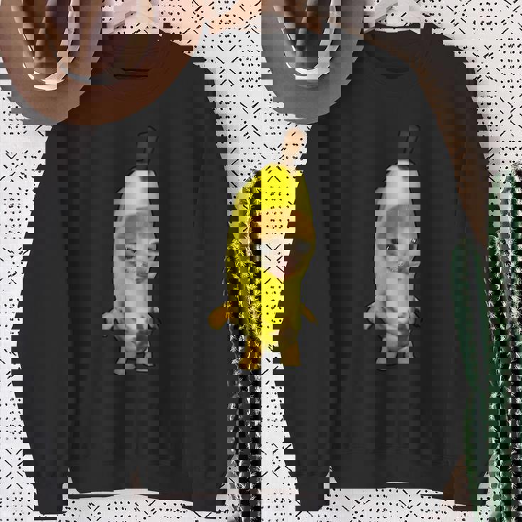 かわいいバナナ猫 ハッピーバナナキャットミーム キティ 猫好きミーム スウェットシャツ 年配の女性への贈り物