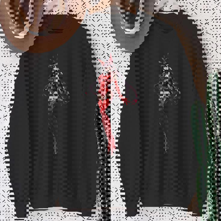 かわいい和風和風赤と黒 スウェットシャツ 年配の女性への贈り物