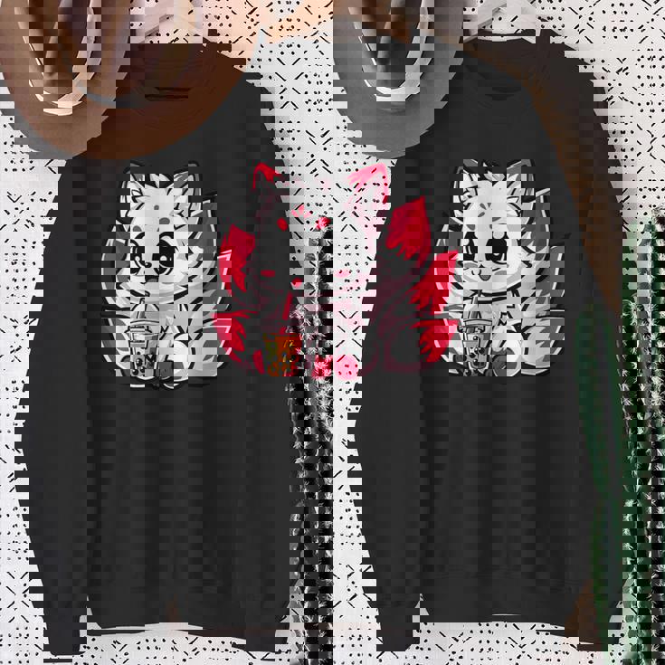 かわいい日本のキツネ九尾キツネボバティーアニメ スウェットシャツ 年配の女性への贈り物