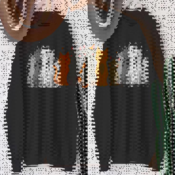 かわいい漫画の猫のイラスト スウェットシャツ 年配の女性への贈り物