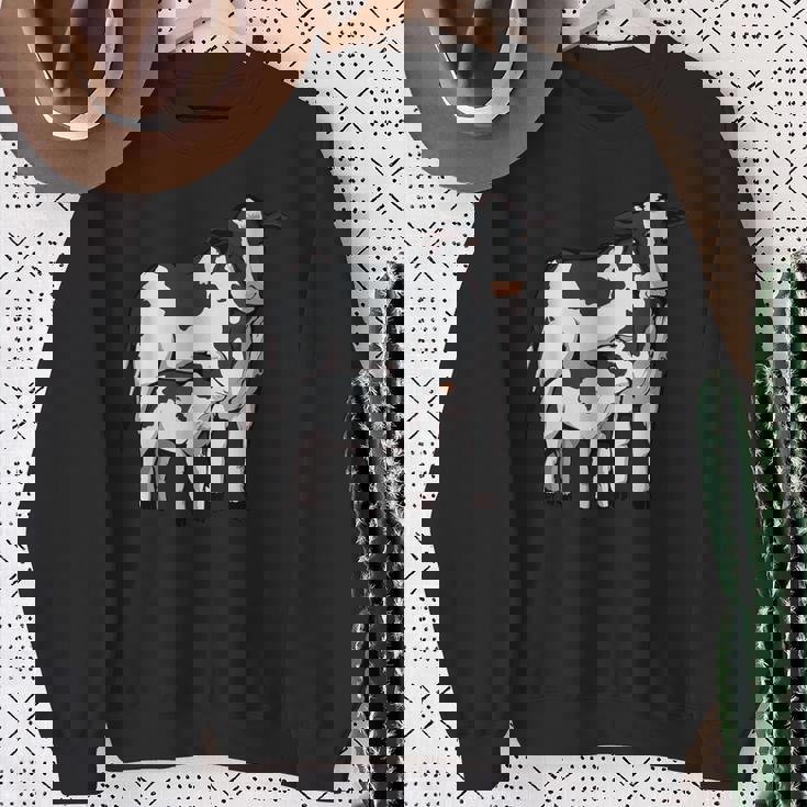 かわいい牛の絵 牛のアート 子牛 牛 母牛 スウェットシャツ 年配の女性への贈り物