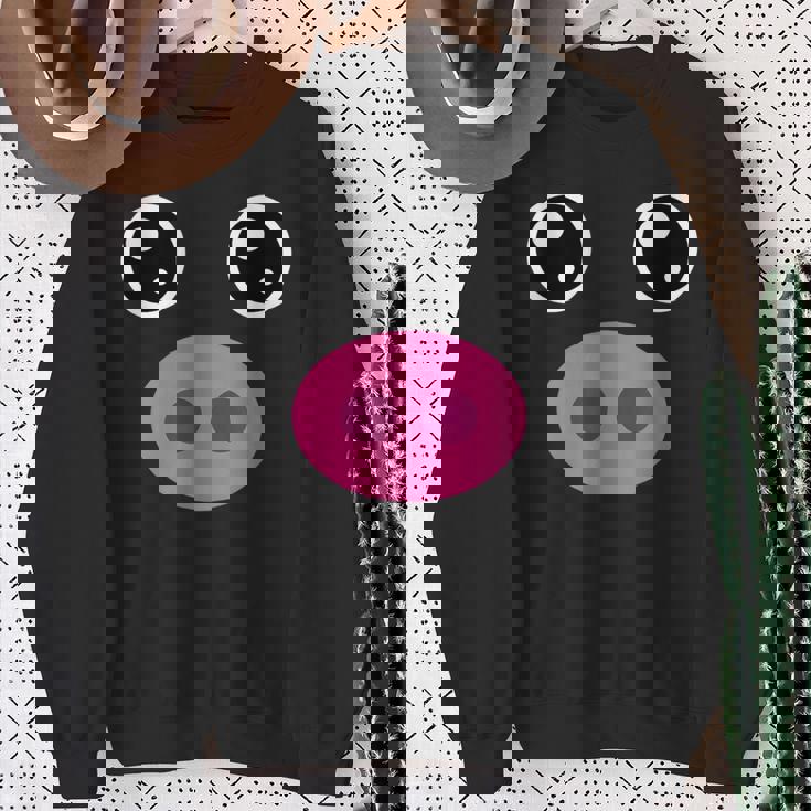 かわいい豚の顔 ピンクの鼻 面白い動物愛好家コスチューム スウェットシャツ 年配の女性への贈り物